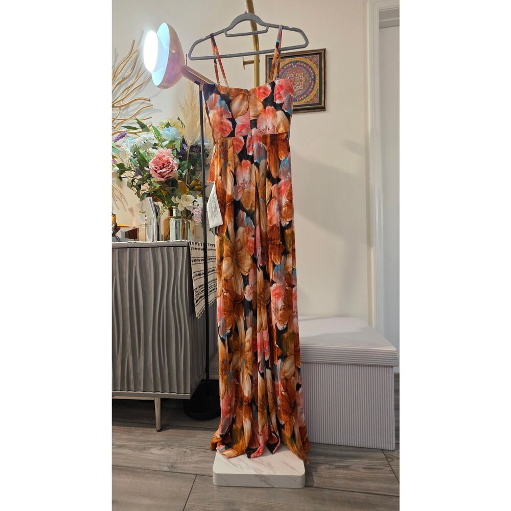 Dress the Population Women’s XS Floral Maxi Dress NWT Removable Strap Zip Back - Picture 6 of 7